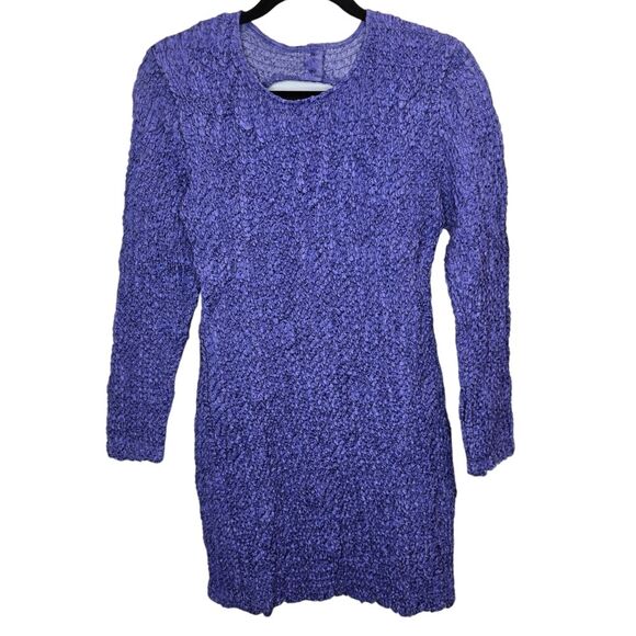 NWT Samsoe Samsoe Womens L Bianca Iris Bloom Crinkle Long Sleeve Mini Dress